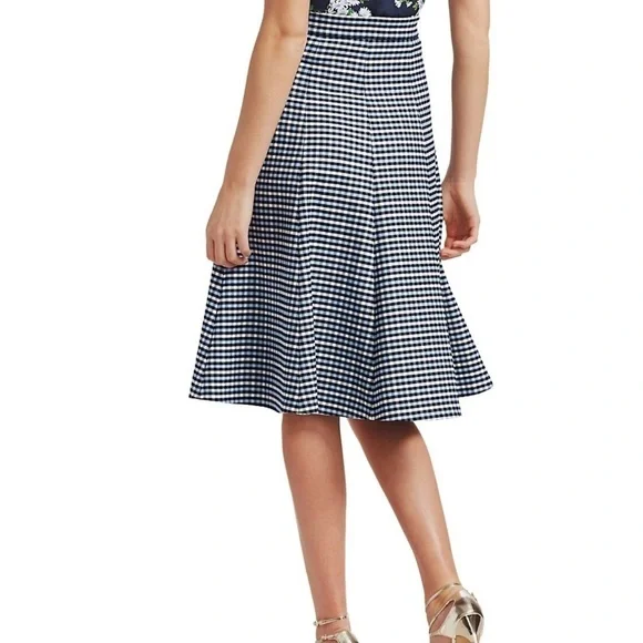 Michael Kors Collection Tattersall Stretch Wool Gabardine Flare Skirt size 14 - Picture 4 of 13